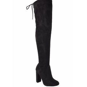 Black faux suede boots (brand new)